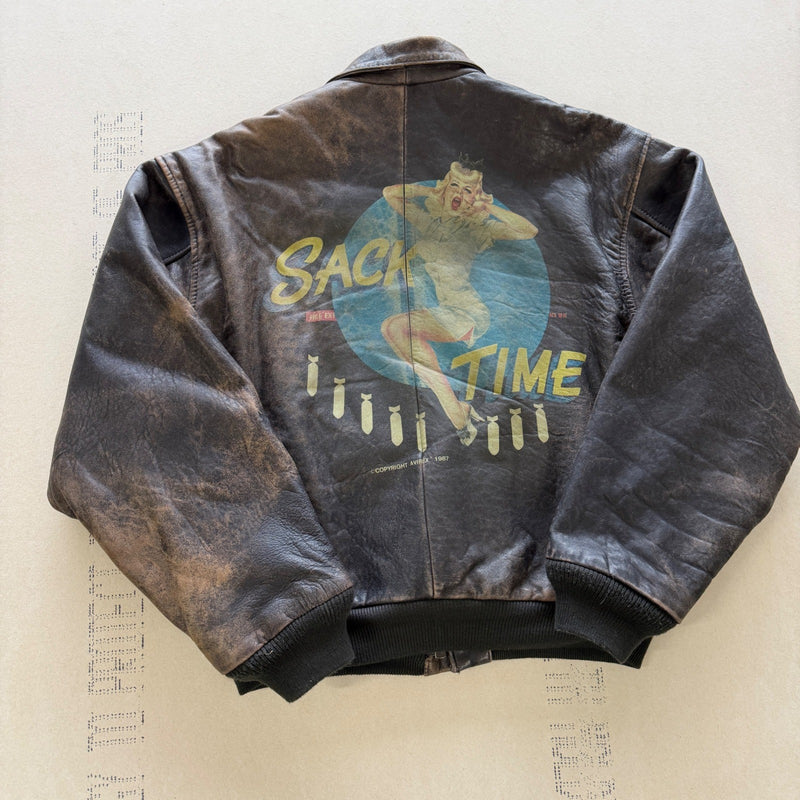 Vintage 80s Avirex Sack Time Leather Flight Jacket